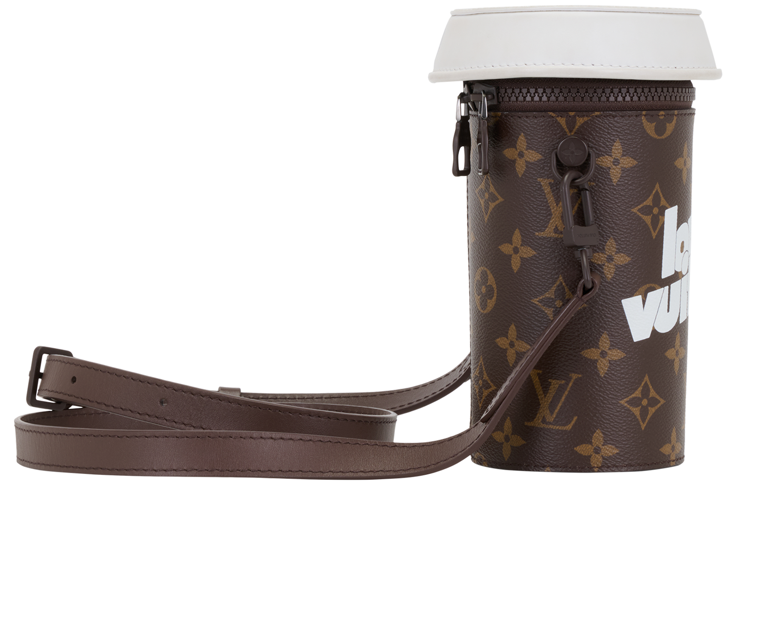 Coffee Cup Convertible Pouch, &pound;1,600, Handbags, Brown, Canvas/Leather, Side view